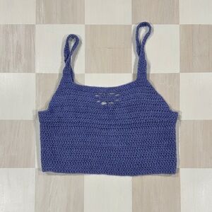 handknit periwinkle lavender wool cropped cottagecore tank top